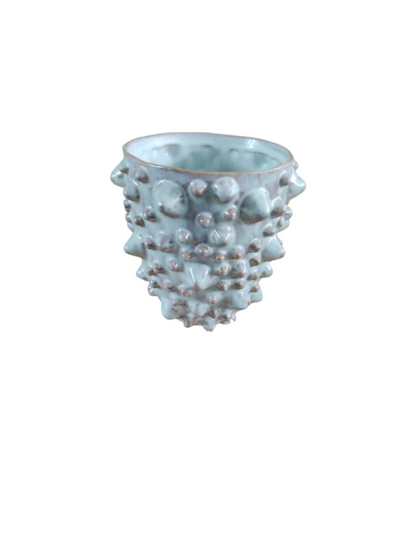 Aardewerk pot met stekels milky glazed