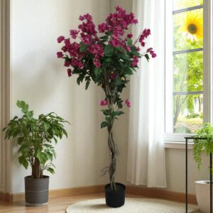 Bougainvillea kunstboom in pot paars 165cm