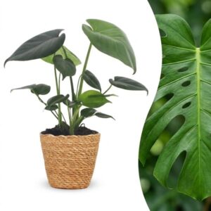 Monstera Deliciosa met Mand - Pot 12 cm - Hoogte 30 cm